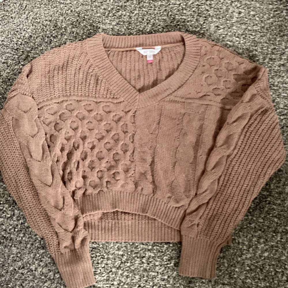 No Boundaries V-Neck Sweater - Brown